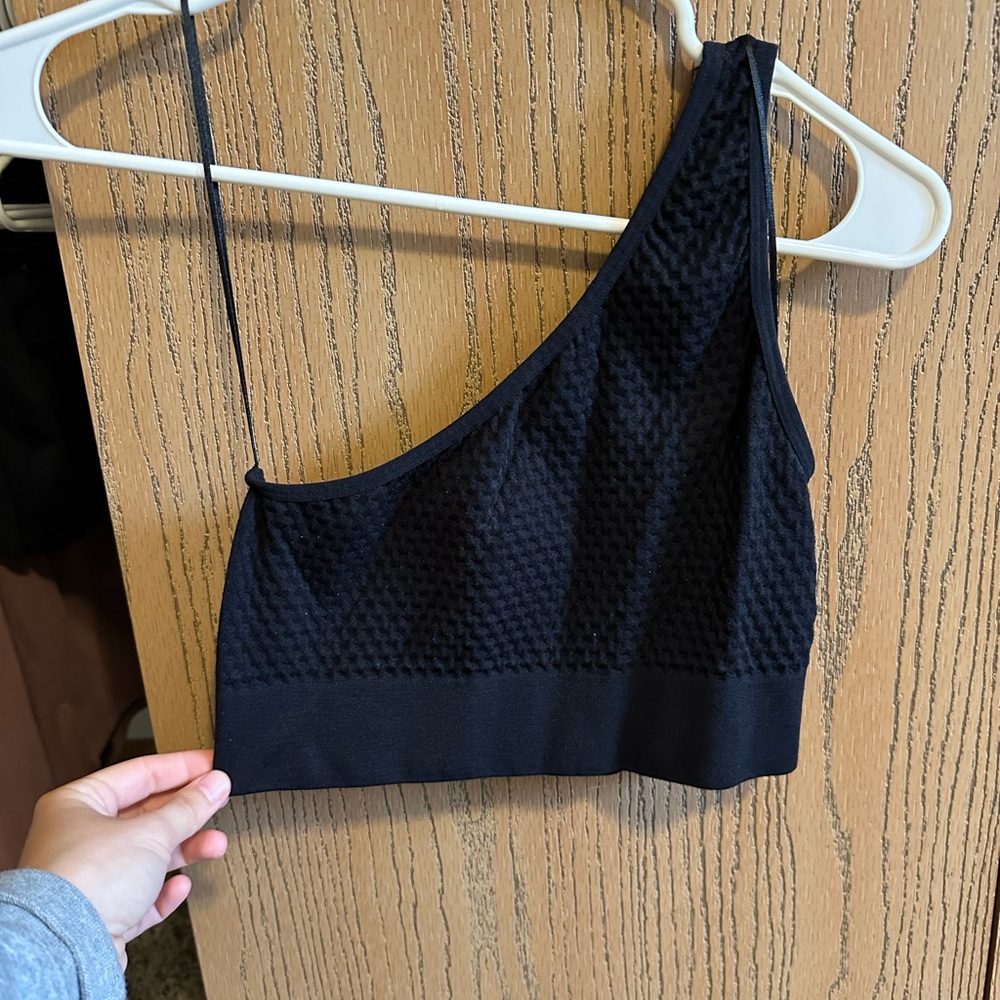 Zara: asymmetrical cropped tank top, black